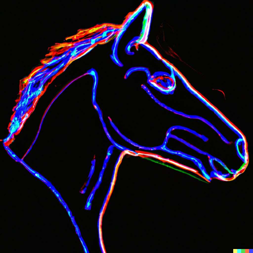 a horse, neon art